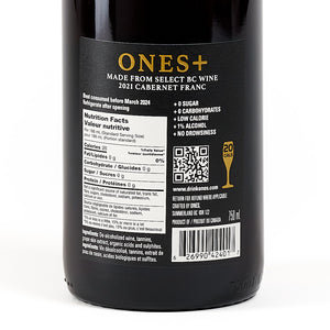 ONES+ 2021 Cabernet Franc Non-Alc Wine 1%